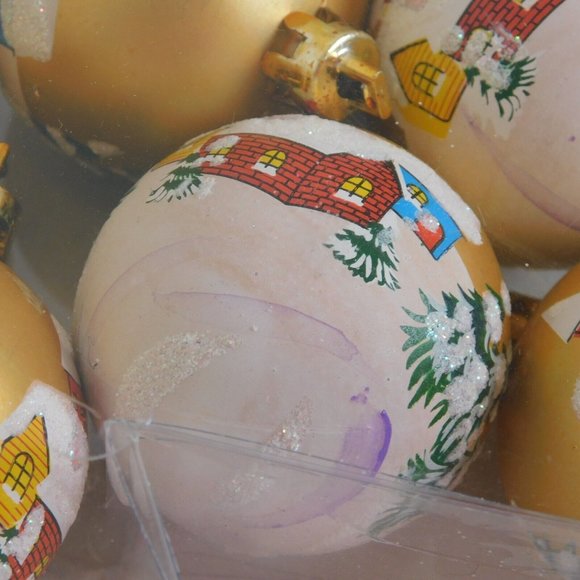 Christmas Ornaments Gold Ball Painted Tree Church Winter 17 Tree Shaped Package - Picture 8 of 8